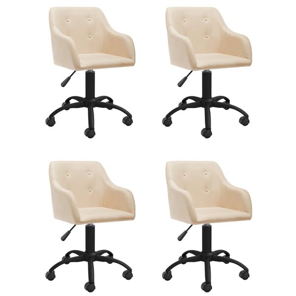 vidaXL Chaises pivotantes &agrave; manger lot de 4 Cr&egrave;me Tissu