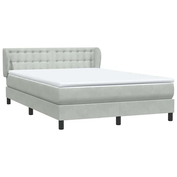vidaXL Sommier &agrave; lattes de lit et matelas gris clair 160x210cm velours