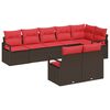 vidaXL Ensemble de canap&eacute; de jardin 8 pcs Marron et rouge polyrotin