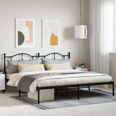 vidaXL Cadre de lit métal sans matelas avec tête de lit noir 193x203cm