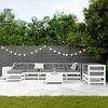 vidaXL Salon de jardin 10 pcs blanc bois de pin massif