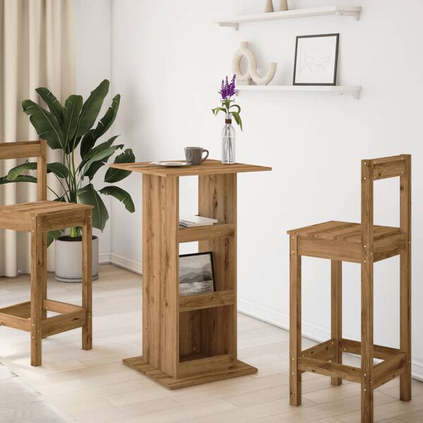 vidaXL Table de bar avec rangement ch&ecirc;ne artisanal bois d&rsquo;ing&eacute;nierie