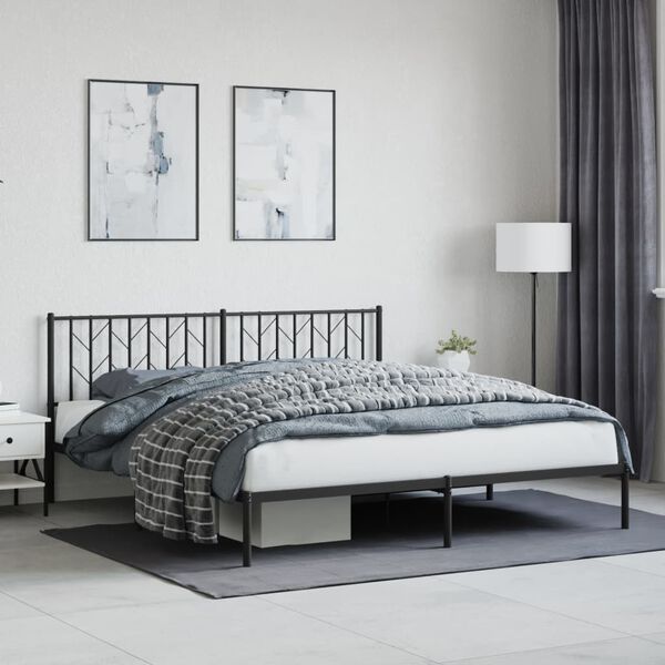 vidaXL Cadre de lit m&eacute;tal sans matelas avec t&ecirc;te de lit noir 183x213cm