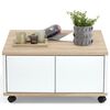 FMD Table basse mobile 70x70x36 cm ch&ecirc;ne et blanc brillant