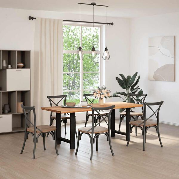 vidaXL Table &agrave; manger marron clair bois de ch&ecirc;ne massif rectangulaire