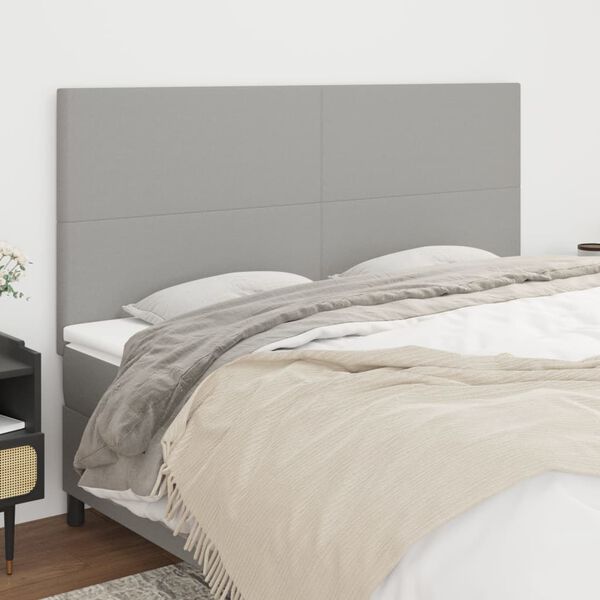 vidaXL T&ecirc;te de lit Gris clair 180 x 5 x 118/128 cm Tissu
