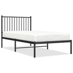 vidaXL Cadre de lit m&eacute;tal sans matelas avec t&ecirc;te de lit noir 90x190 cm