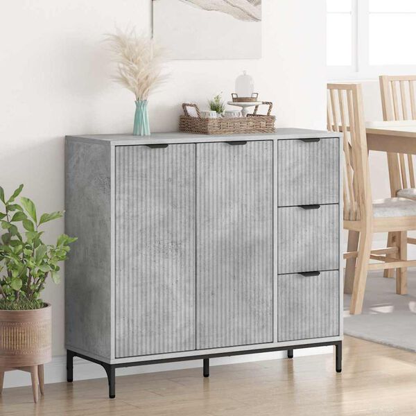 vidaXL Buffet Gris b&eacute;ton 89,5 x 33 x 82 cm Bois d'ing&eacute;nierie