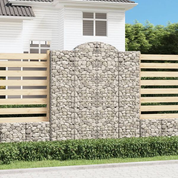 vidaXL Paniers à gabions arqués 2 pcs 200x50x220/240 cm Fer galvanisé