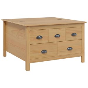 vidaXL Table basse avec tiroir HILL Marron miel 79,5 x 79,5 x 49 cm