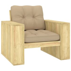 vidaXL Chaise de jardin avec coussins beige Bois de pin impr&eacute;gn&eacute;