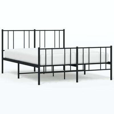 vidaXL Cadre de lit métal sans matelas avec pied de lit noir 150x200cm