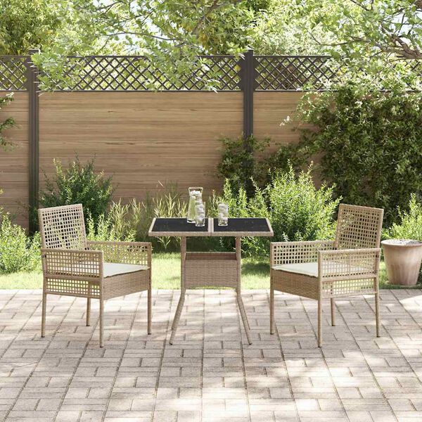 vidaXL Ensemble de salle à manger pour jardin 3 pcs Beige Poly rotin