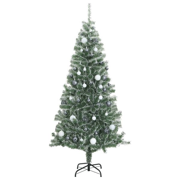vidaXL Sapin de No&euml;l artificiel 300 LED&boules&neige floqu&eacute;e 240 cm