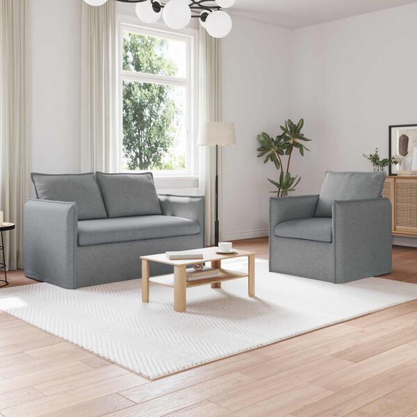 vidaXL Canap&eacute; 2 pcs Gris clair