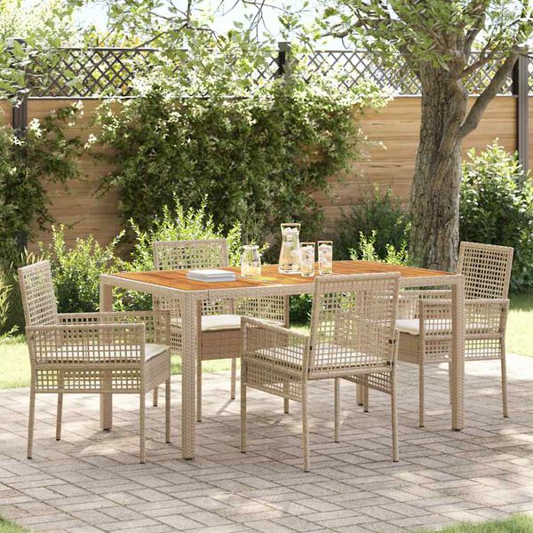 vidaXL Ensemble de salle &agrave; manger pour jardin 5 pcs Beige polyrotin