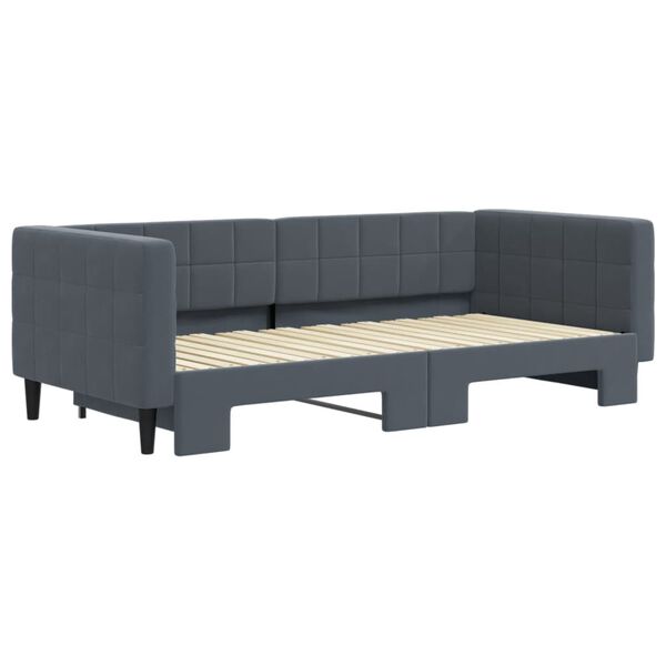 vidaXL Lit de jour avec gigogne sans matelas gris fonc&eacute; 90x190 cm