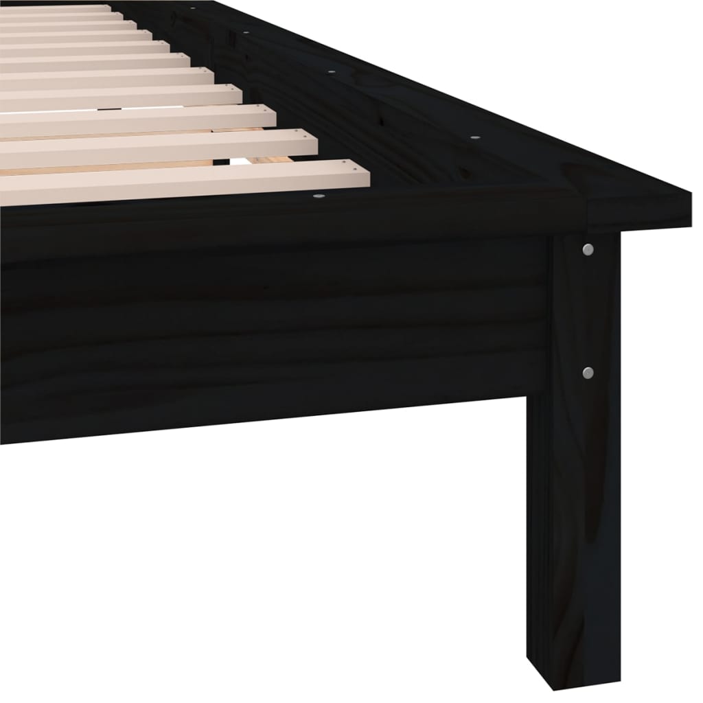 vidaXL Cadre de lit à LED noir 100x200 cm bois massif