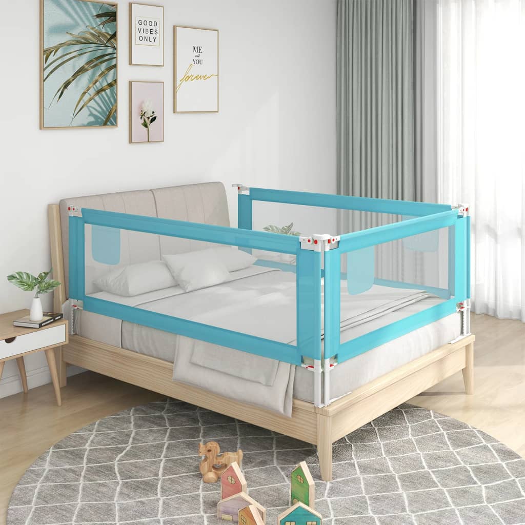 vidaXL Barrière de sécurité de lit enfant Bleu 90x25 cm Tissu