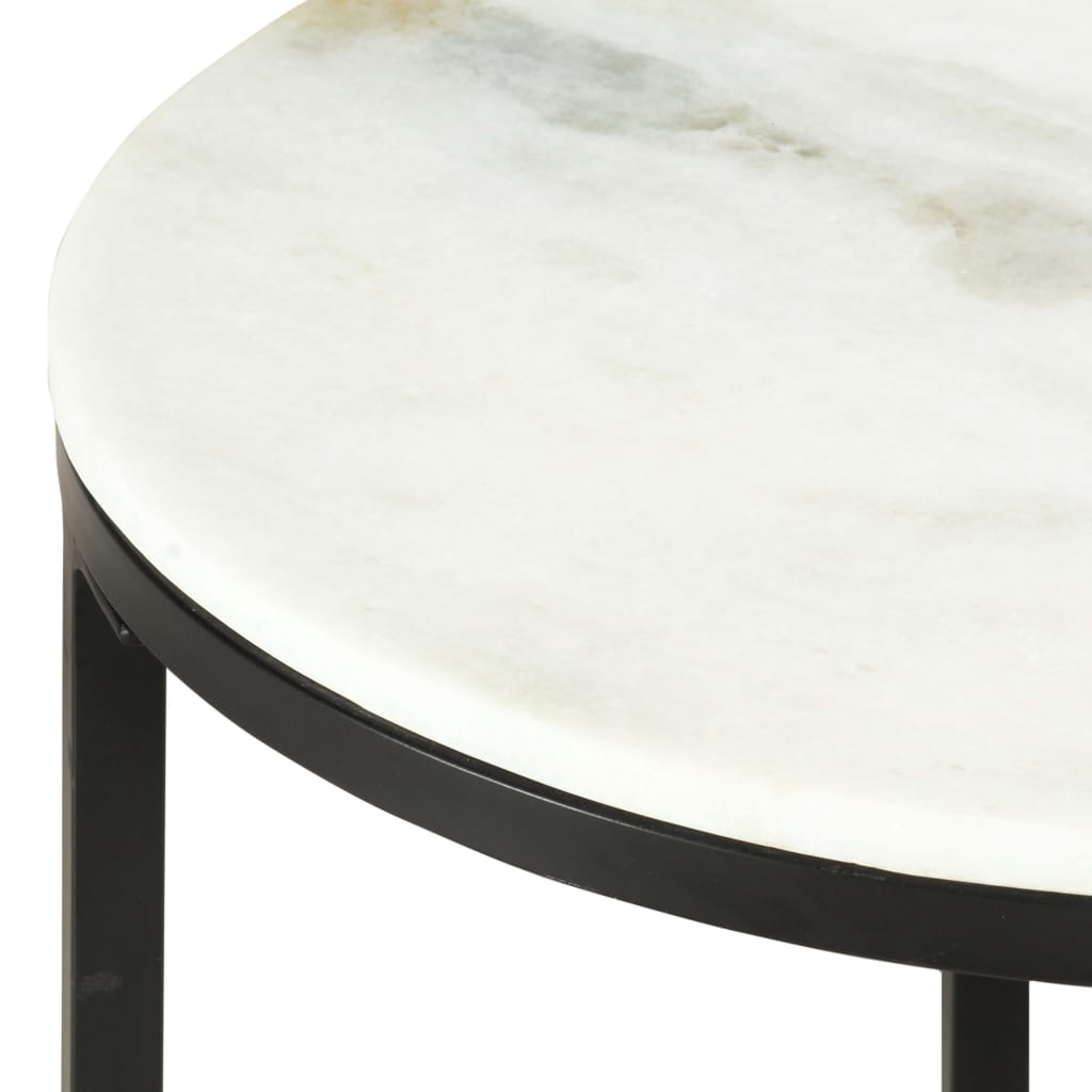 vidaXL Table basse Blanc et noir Ø50 cm Marbre solide véritable