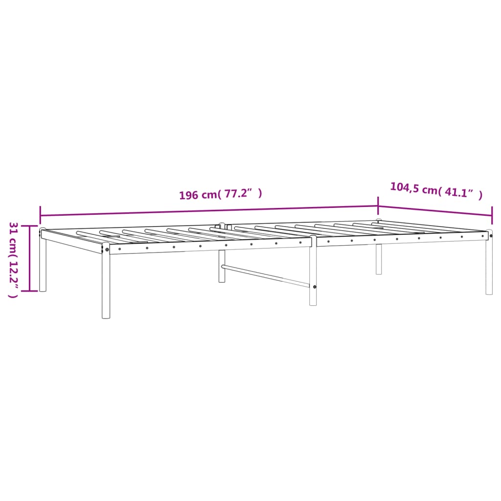 vidaXL Cadre de lit métal sans matelas blanc 100x190 cm