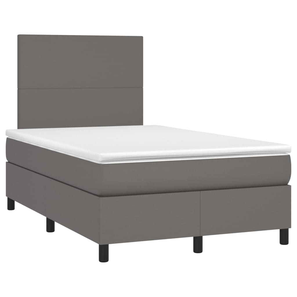 vidaXL Sommier à lattes de lit avec matelas Gris 120x200 cm Similicuir