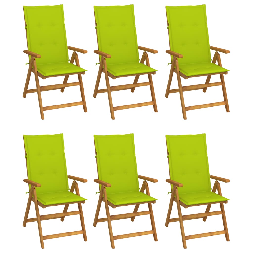 vidaXL Chaises pliables de jardin 6 pcs avec coussins Bois d'acacia