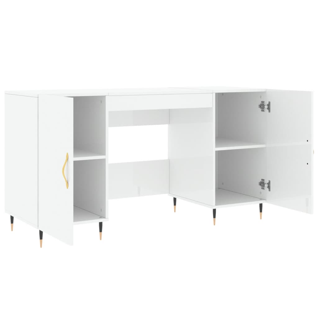 vidaXL Bureau Blanc brillant 140x50x75 cm Bois d'ingénierie