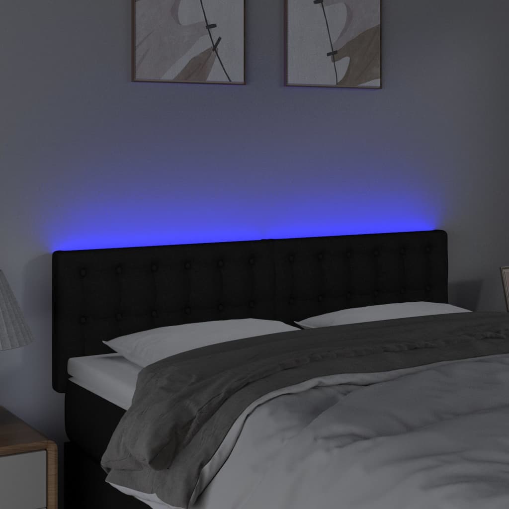 vidaXL Tête de lit à LED Noir 144x5x78/88 cm Tissu