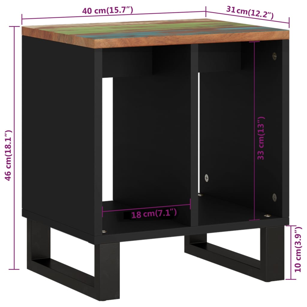 vidaXL Table d'appoint 40x31x46cm Bois de récupération et d'ingénierie