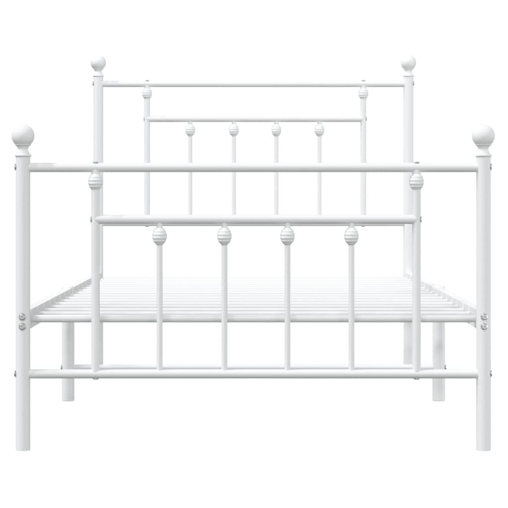 vidaXL Cadre de lit métal sans matelas et pied de lit blanc 100x190 cm