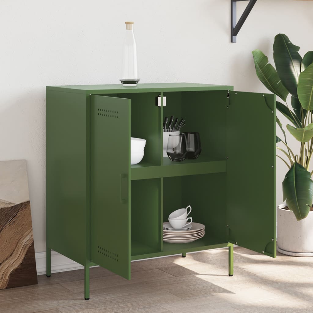 vidaXL Buffet vert olive 68x39x79 cm acier