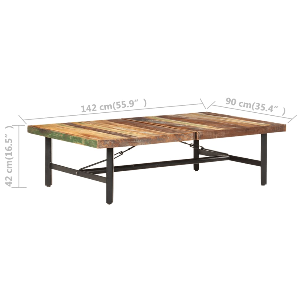 vidaXL Table basse 142x90x42 cm Bois de récupération massif