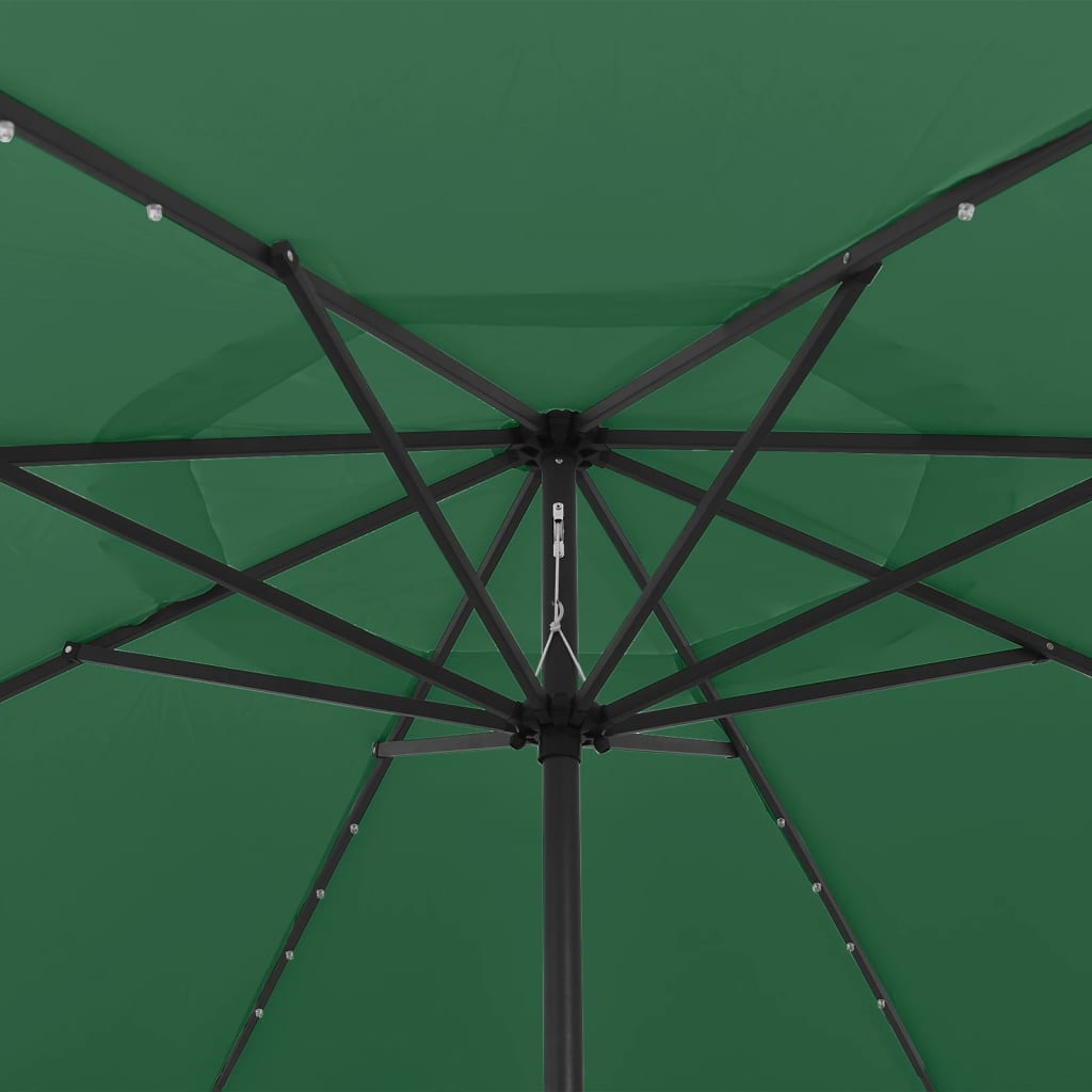 vidaXL Parasol d'extérieur avec LED et mât en métal 400 cm Vert