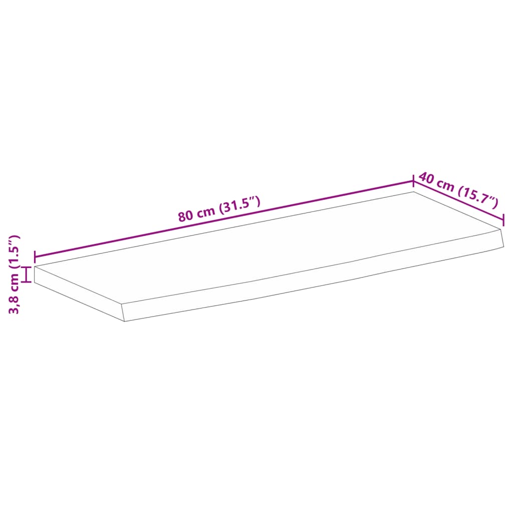 vidaXL Dessus de table à bord vivant 80x40x3,8 cm bois massif manguier