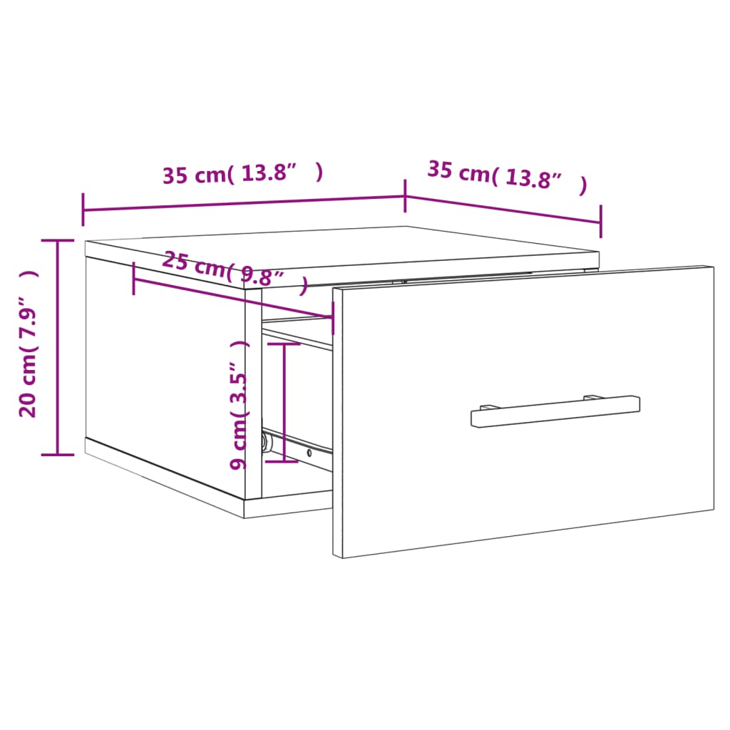 vidaXL Tables de chevet murales 2 pcs blanc 35x35x20 cm