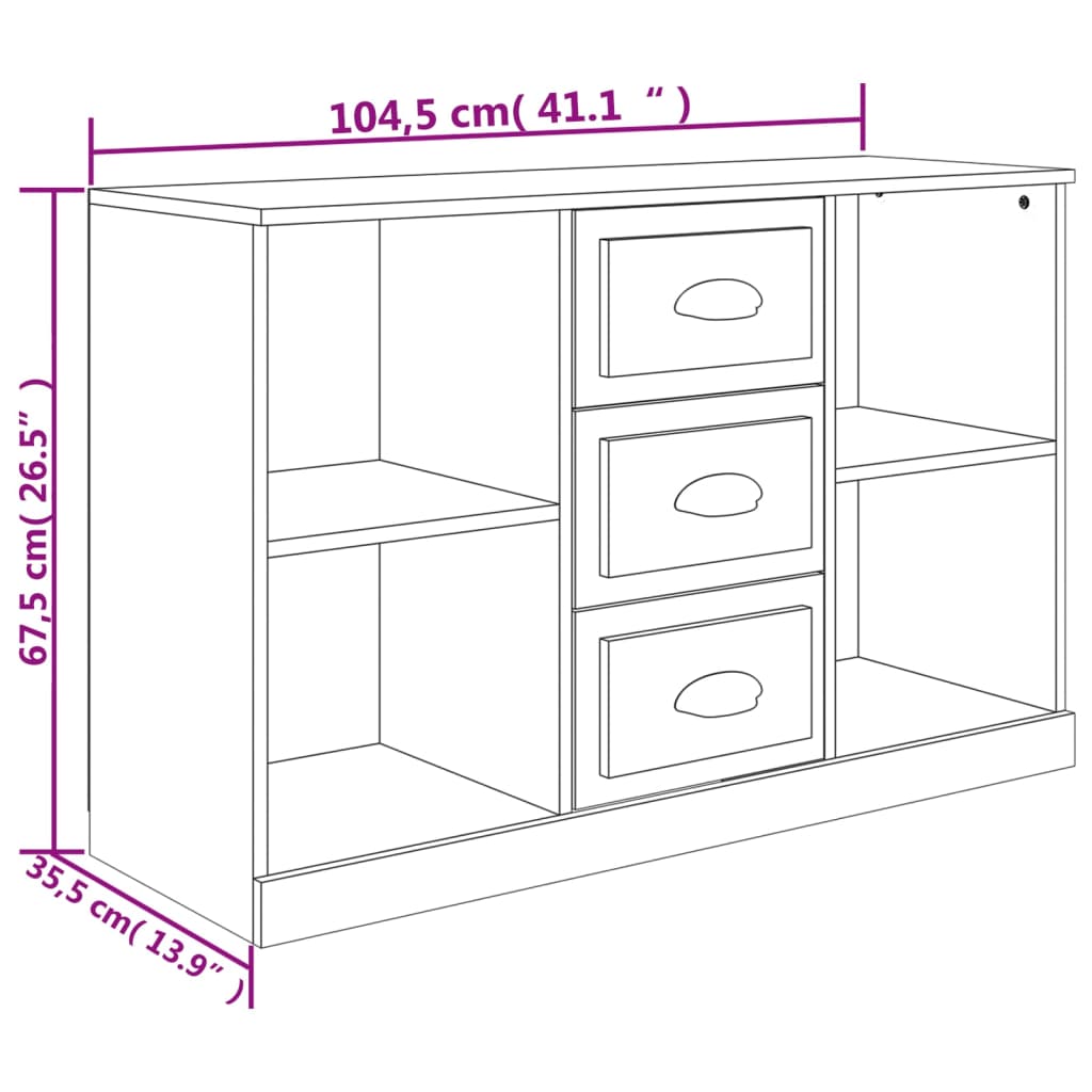 vidaXL Buffet chêne fumé 104,5x35,5x67,5 cm bois d'ingénierie