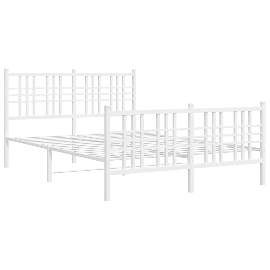 vidaXL Cadre de lit métal sans matelas et pied de lit blanc 140x200 cm