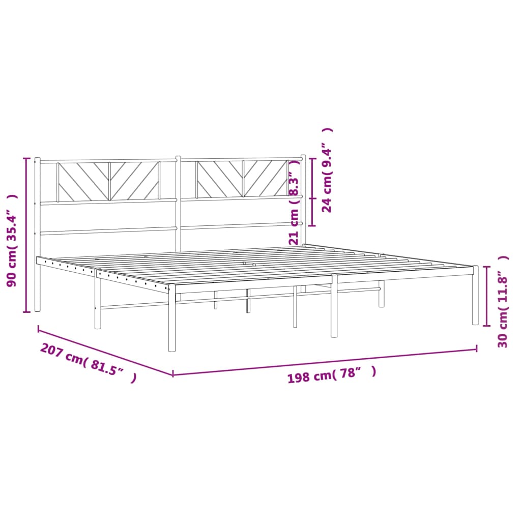 vidaXL Cadre de lit métal sans matelas et tête de lit blanc 193x203 cm