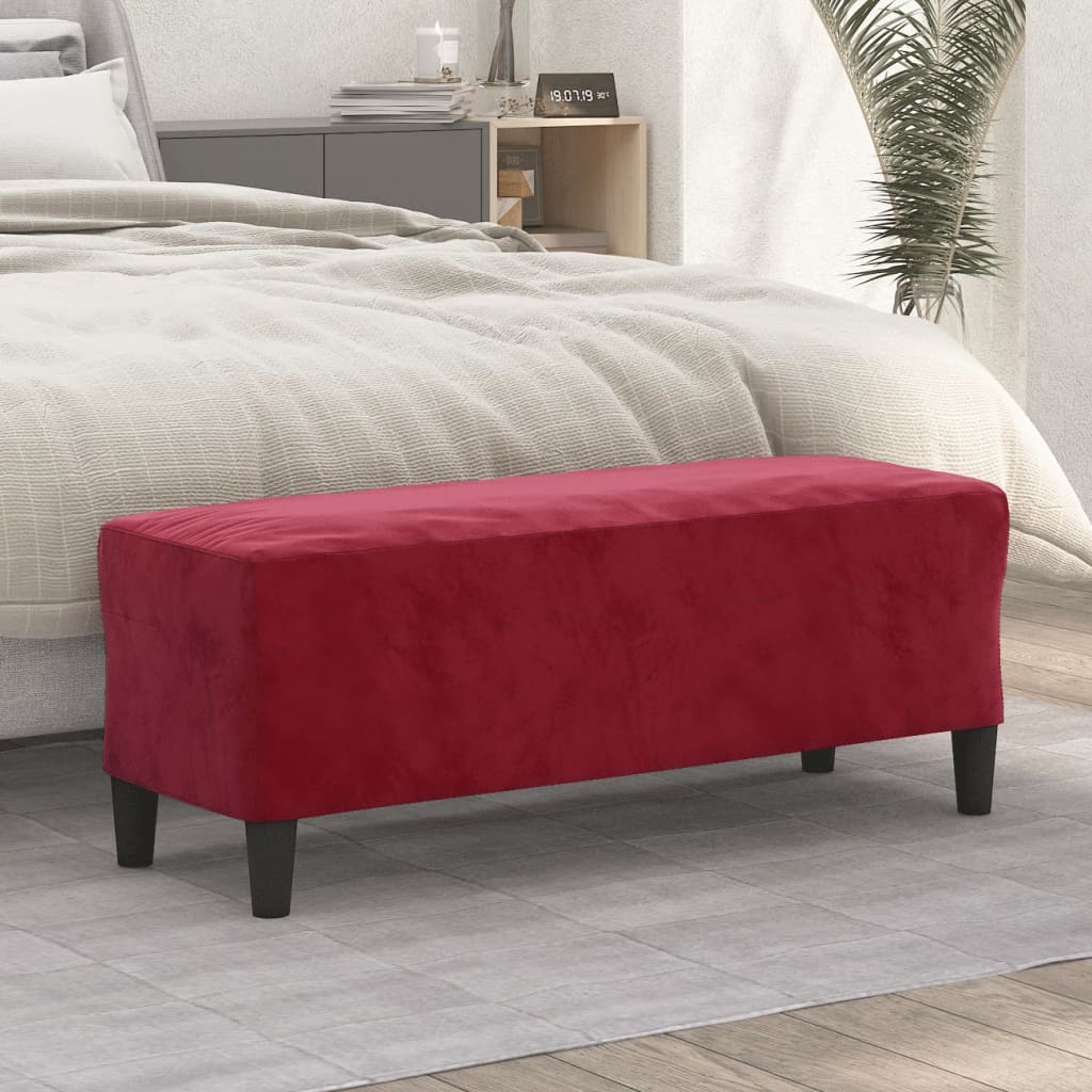 vidaXL Banc Rouge bordeaux 100x35x41 cm Velours