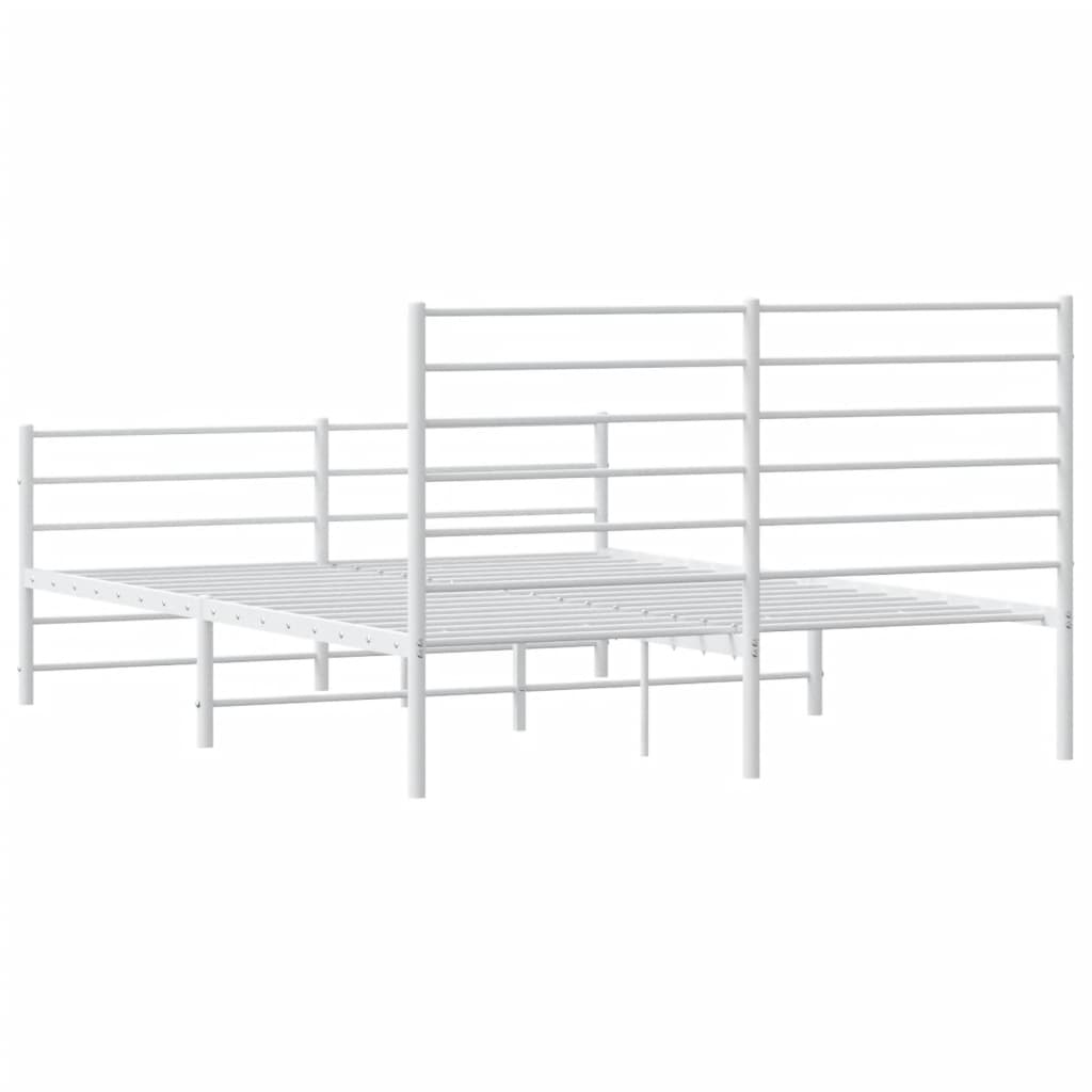 vidaXL Cadre de lit métal sans matelas et pied de lit blanc 150x200 cm