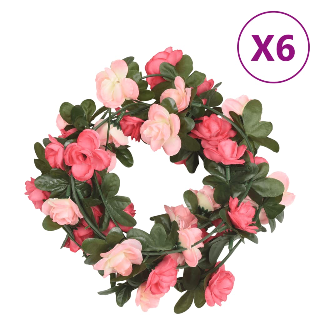 vidaXL Guirlandes de fleurs de Noël 6 pcs rose 240 cm