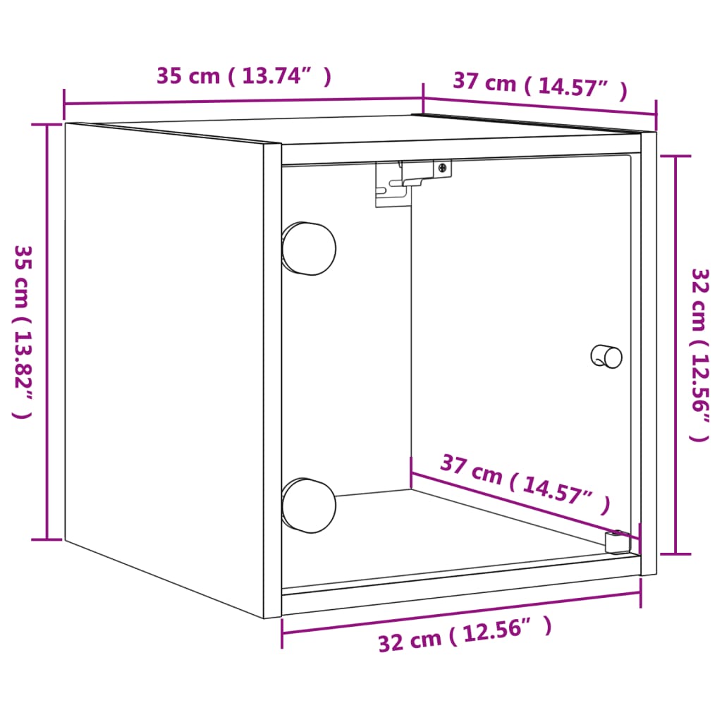 vidaXL Table de chevet avec porte en verre chêne sonoma 35x37x35 cm