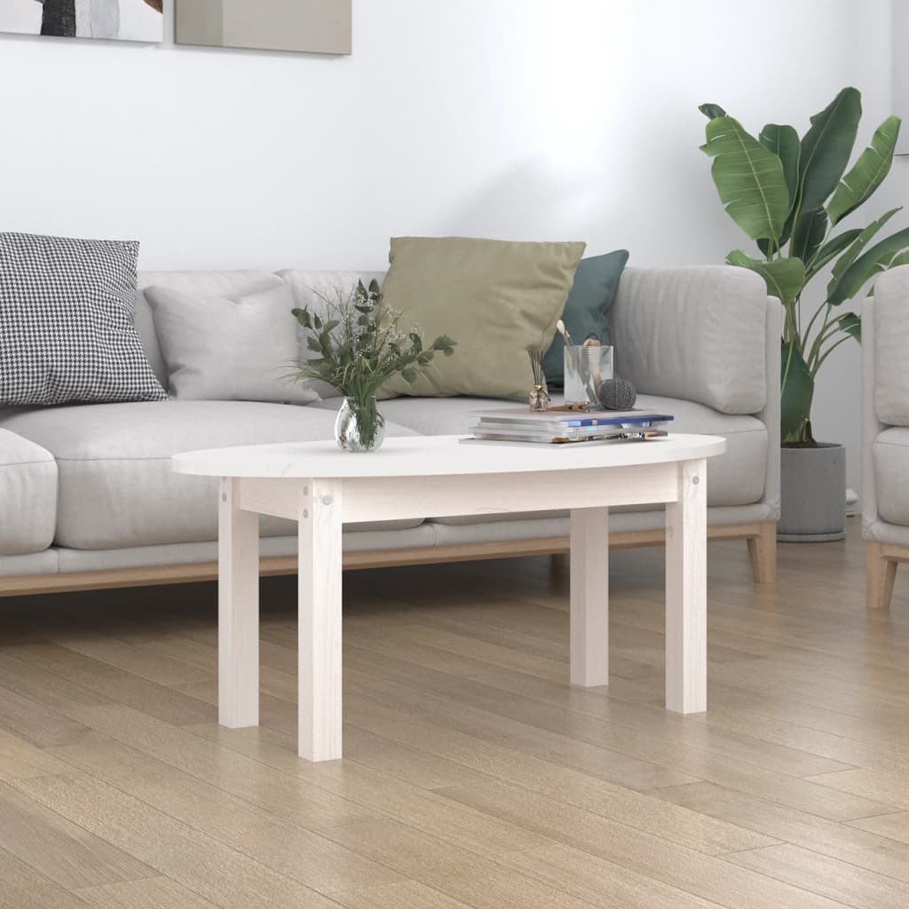 vidaXL Table basse Blanc 80x40x35 cm Bois massif de pin