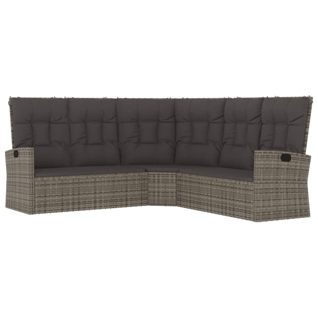 vidaXL Salon de jardin 4 pcs avec coussins Gris Résine tressée