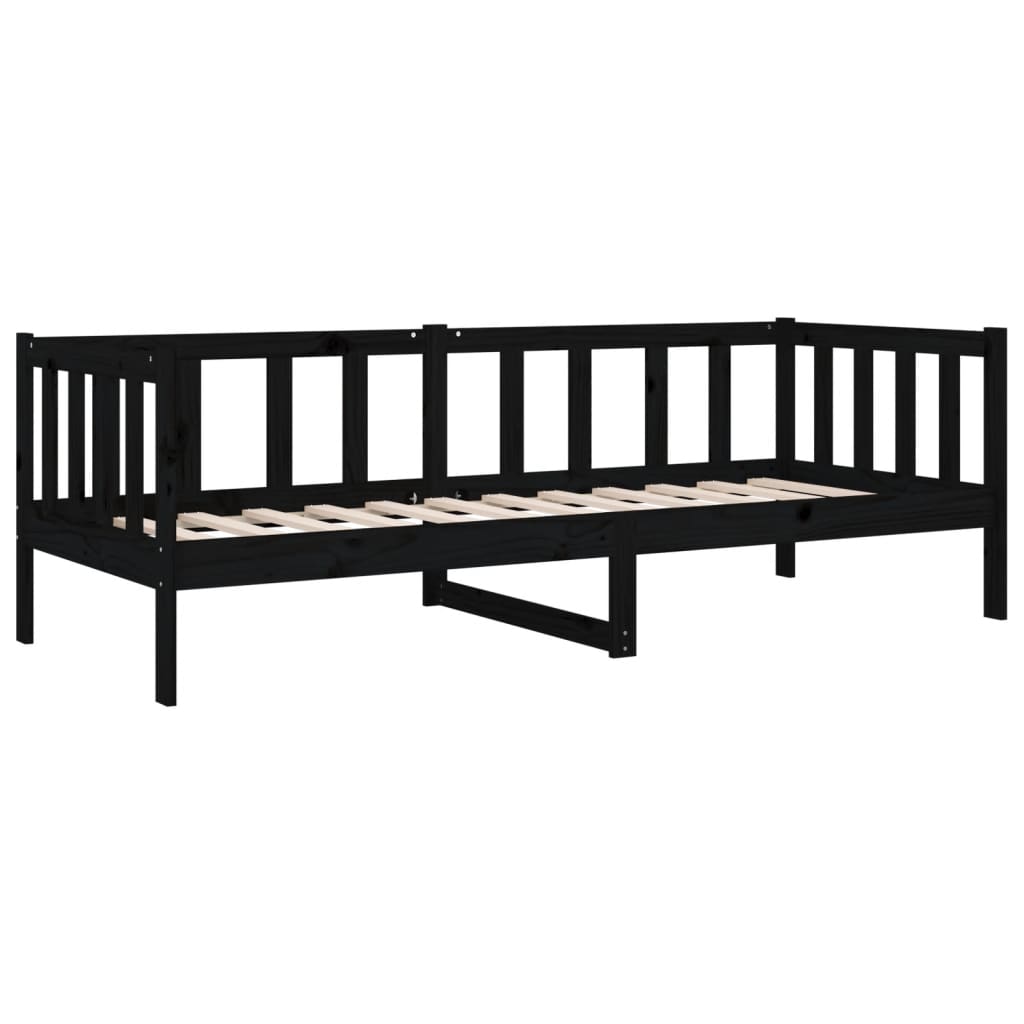 vidaXL Lit de jour sans matelas noir 90x190 cm bois de pin massif