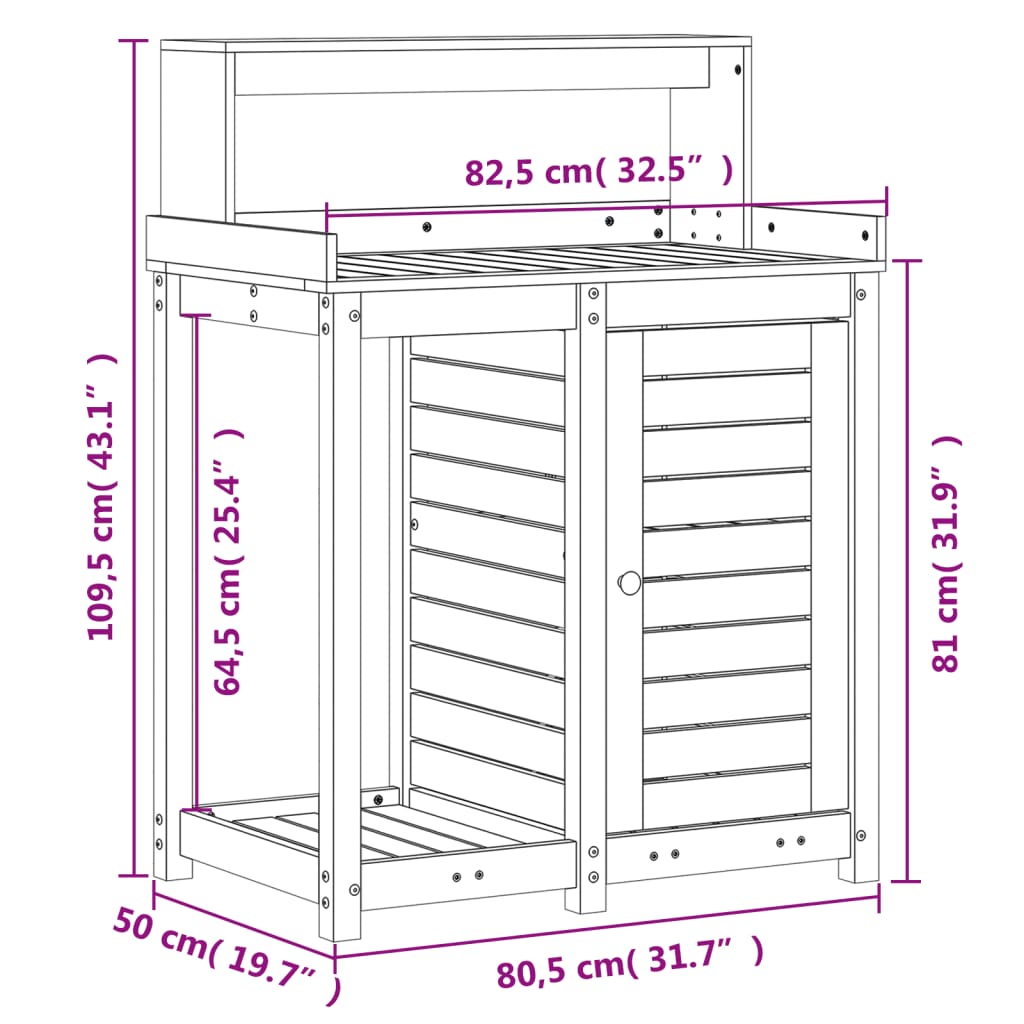 vidaXL Table de rempotage avec étagères bois de pin imprégné