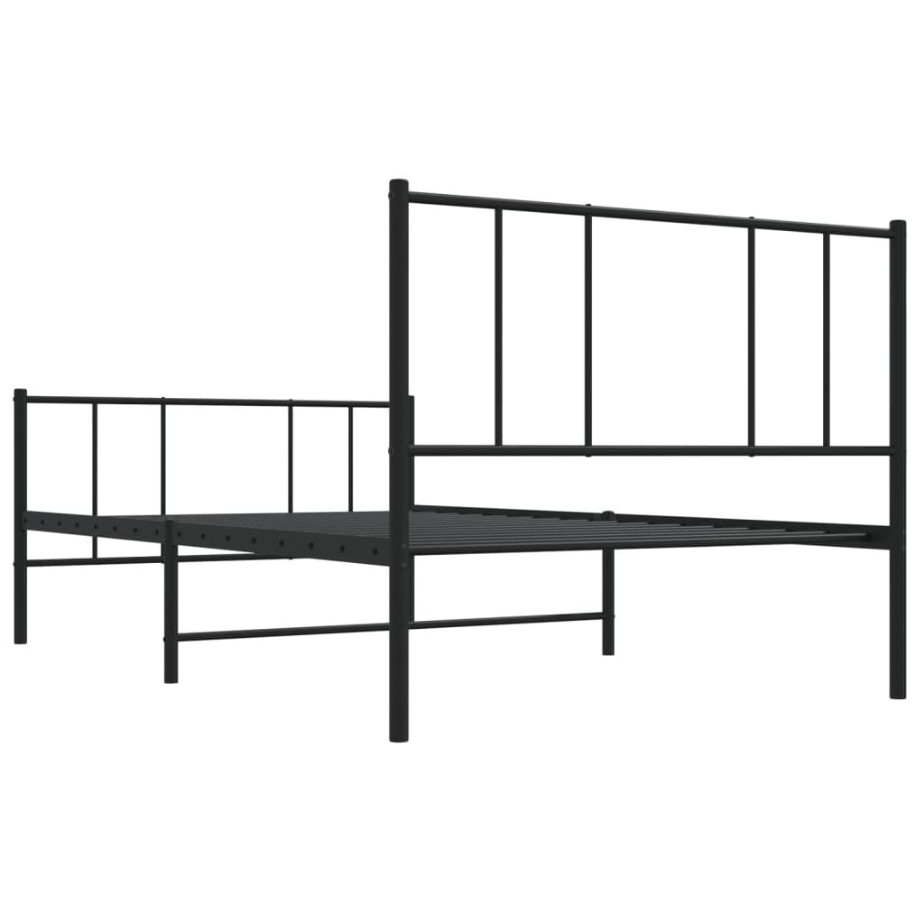 vidaXL Cadre de lit métal sans matelas avec pied de lit noir 100x190cm