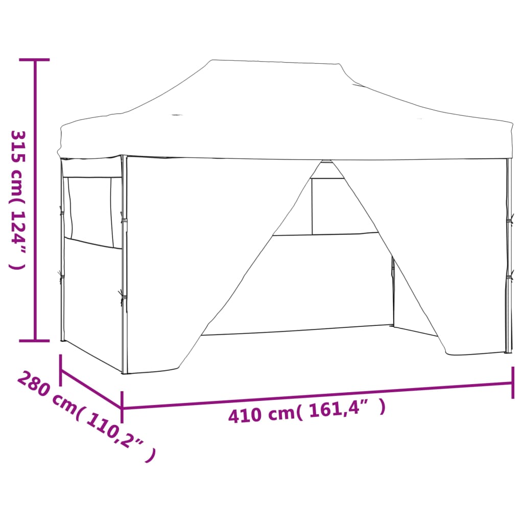 vidaXL Tente de réception pliable avec 4 parois 3x4 m Acier Anthracite