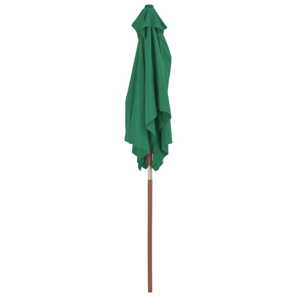 vidaXL Parasol avec mât en bois 150 x 200 cm Vert
